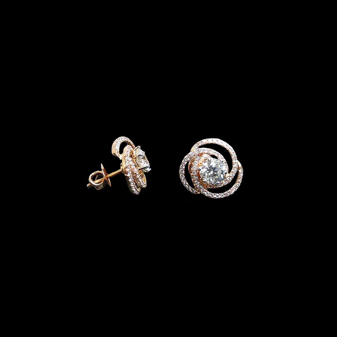 Solitaire Spiral Diamond Earrings